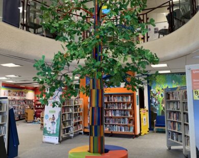 Library branches out - huge tree sculpture installed in Barnstaple